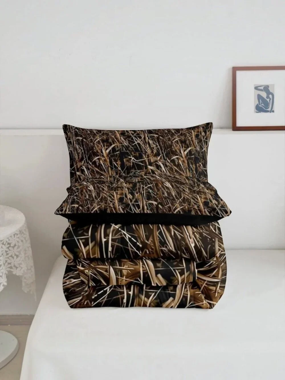 Camouflage Bedding Set King Size Comforter Set Marsh Duck Grass Camo